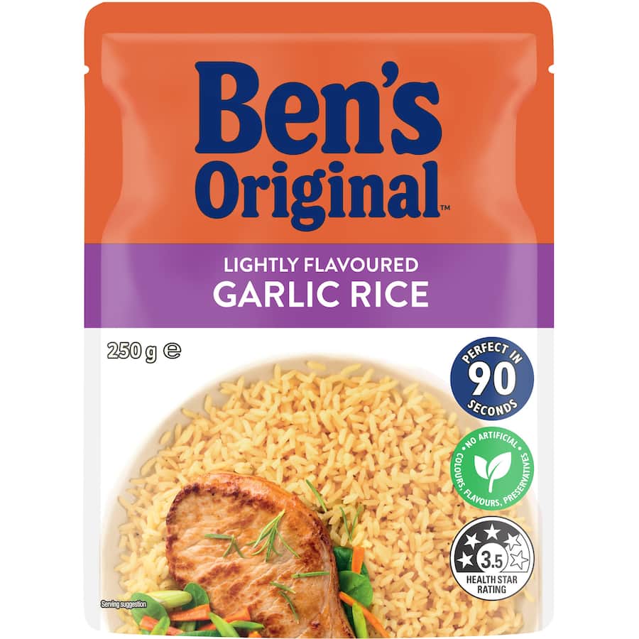 Bens Original Microwave Rice Roasted Garlic Rice Pouch 250g