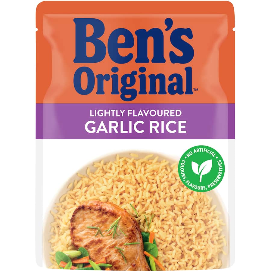 Bens Original Microwave Rice Roasted Garlic Rice Pouch 250g