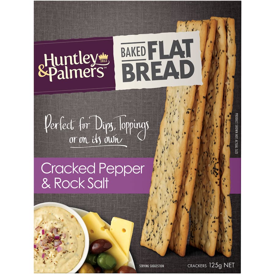 Huntley & Palmers Baked Flat Bread Pepper & Sea Salt 125g