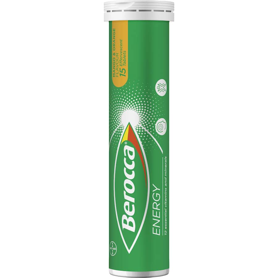 Berocca Performance Effervescent Energy Vitamin C Mango & Orange Pack 15 tabLets