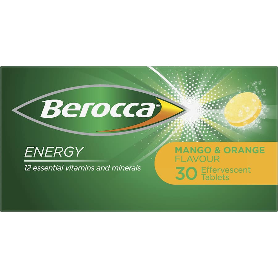 Berocca Energy Effervescent Tablets Vitamin C Mango & Orange 30pack