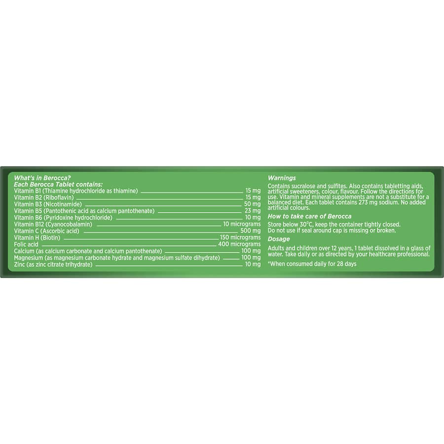 Berocca Energy Effervescent Tablets Vitamin C Mango & Orange 30pack