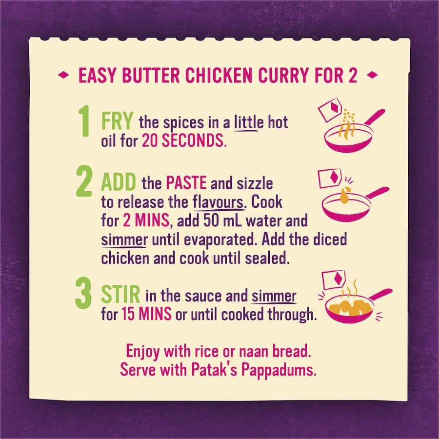 Pataks Recipe Base Butter Chicken Mild Packet 313g