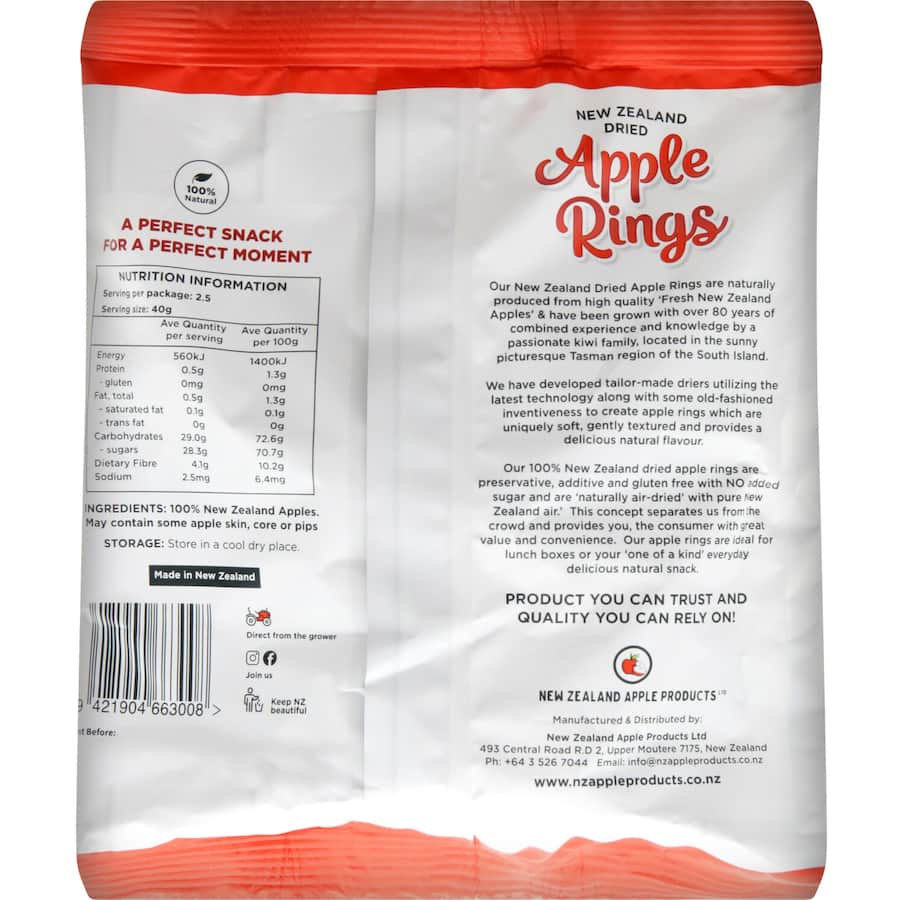 NZ Dried Apple Rings 100g