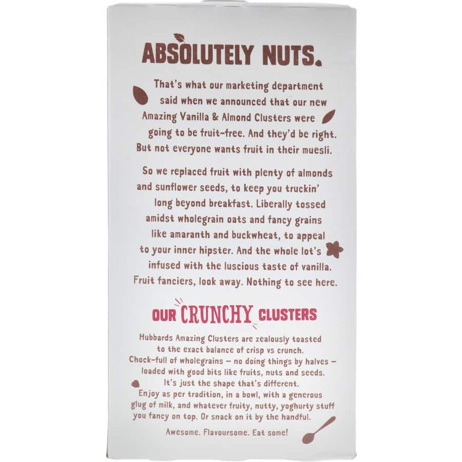 Hubbards Amazing Clusters Cereal Vanilla & Almond 500g
