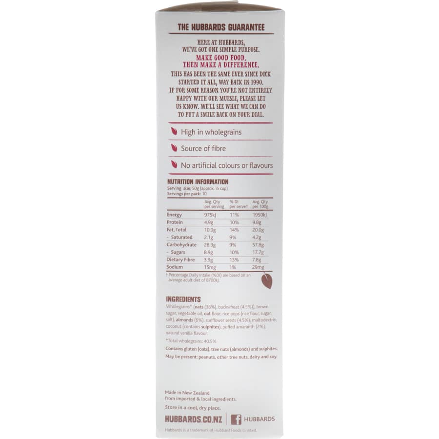 Hubbards Amazing Clusters Cereal Vanilla & Almond 500g