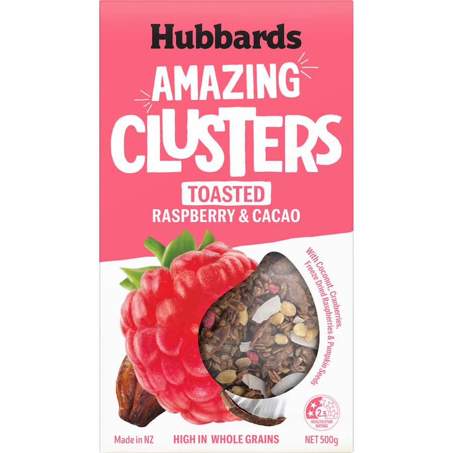 Hubbards Amazing Clusters Cereal Raspberry & Cacao 500g