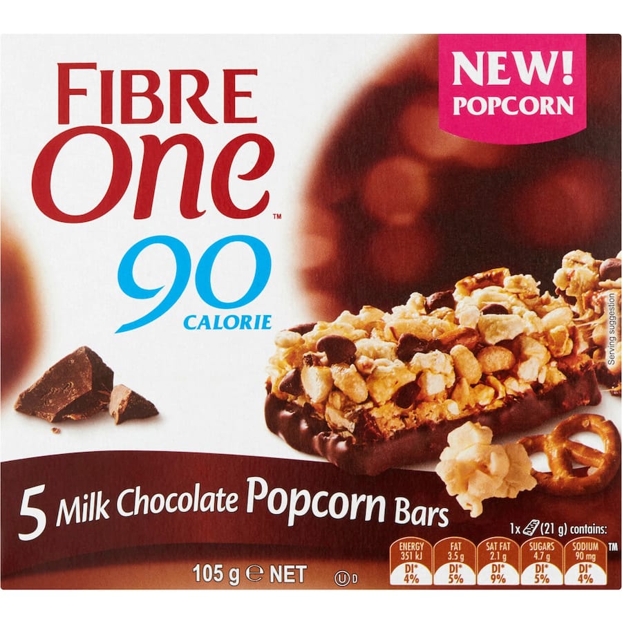 Fibre One Cake Bars Milk Chocolate & Popcorn 5pk 105g