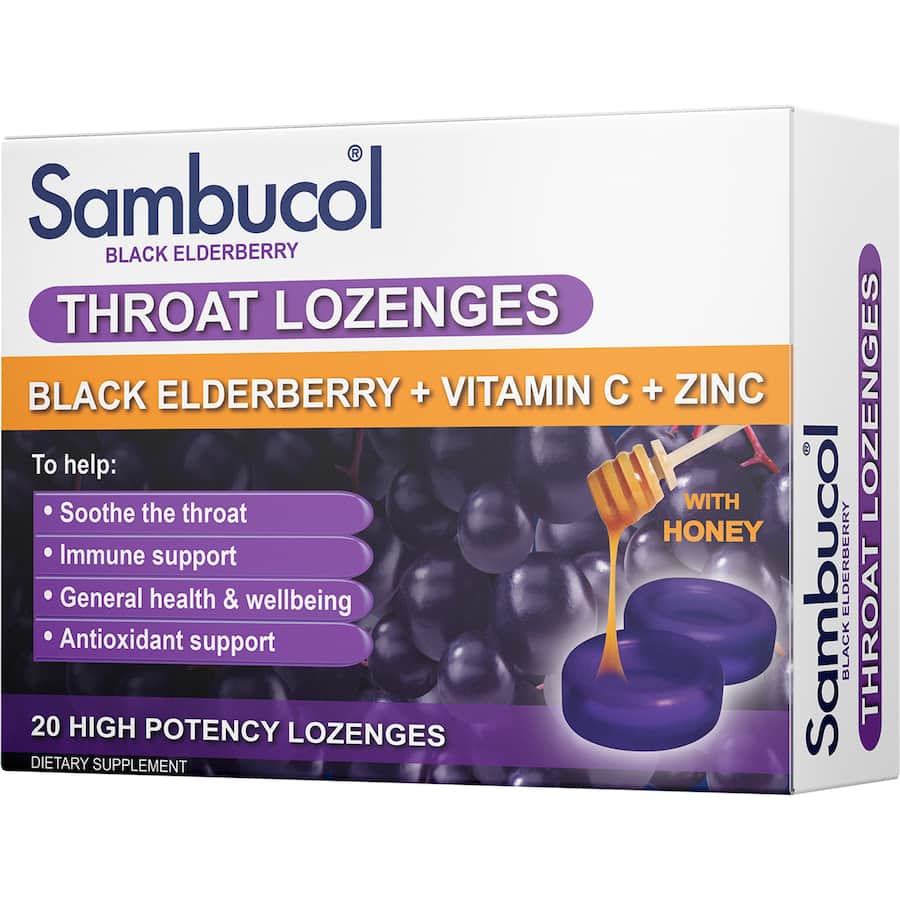 Sambucol Throat Lozenges Black Elderberry With Honey 20pack
