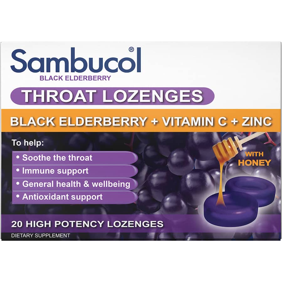 Sambucol Throat Lozenges Black Elderberry With Honey 20pack