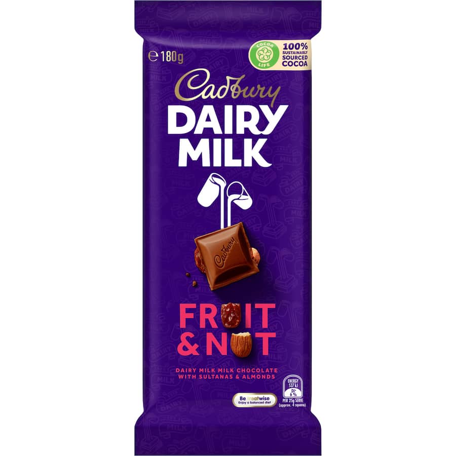 Cadbury Chocolate Dairy Milk Fruit & Nut 180g