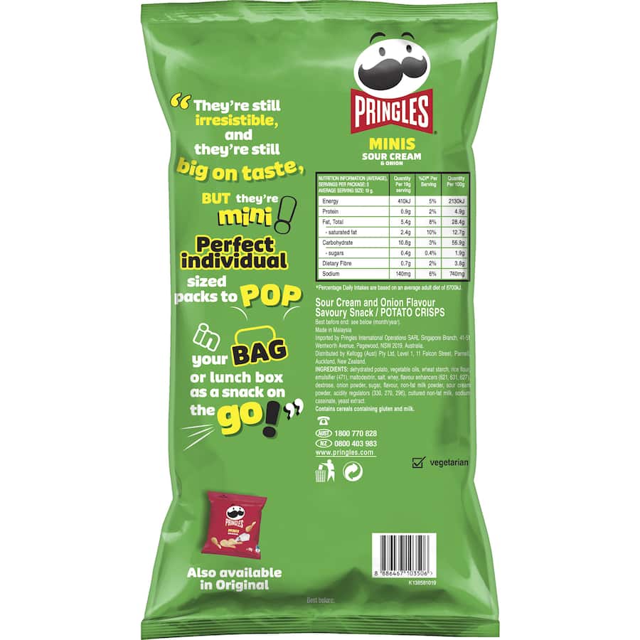 Pringles Chips Minis Sour Cream & Onion 95g Multipack 5pack