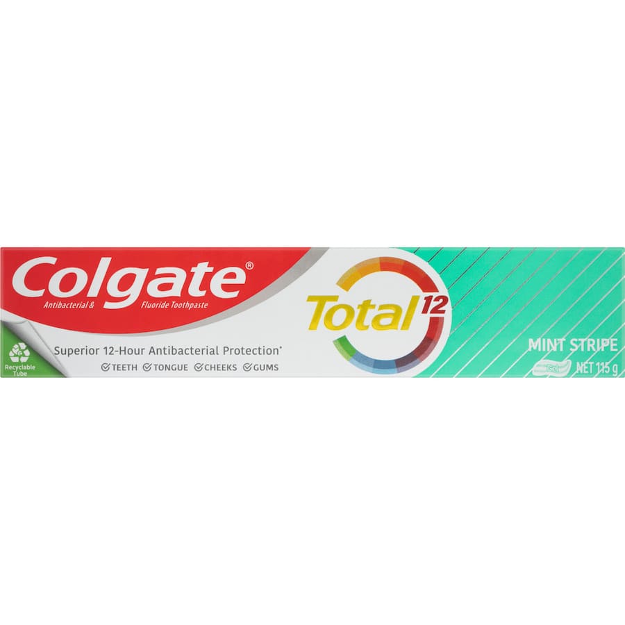 Colgate Total Antibacterial Toothpaste Mint Stripe Tube 115g