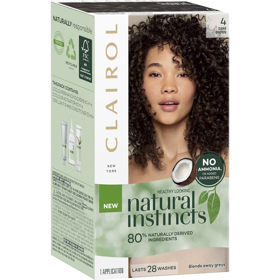Clairol Natural Instincts Hair Colour Nutmeg 4 Dark Brown 1pack