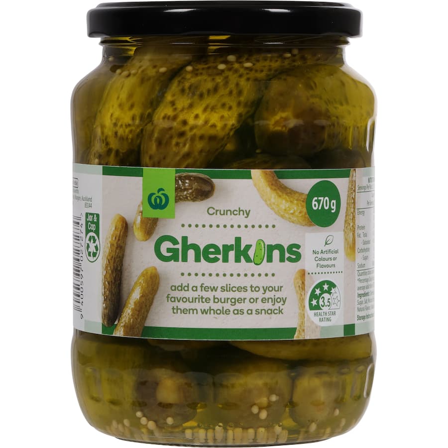 Woolworths Gherkins Green 670g