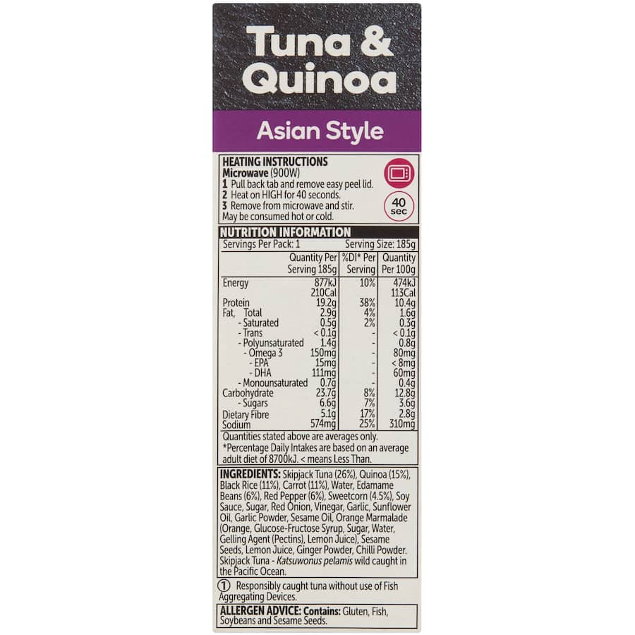 Woolworths Tuna & Quinoa Asian Style Pottle 185g