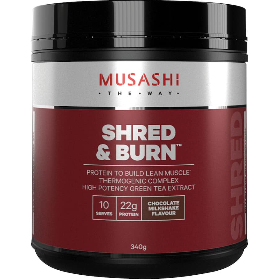 Musashi Shred & Burn Protein Powder Chocolate 340g