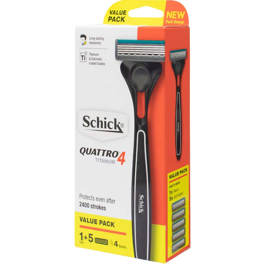 Schick Quattro 4 Titanium Razor 1 Razor + 5 Blades