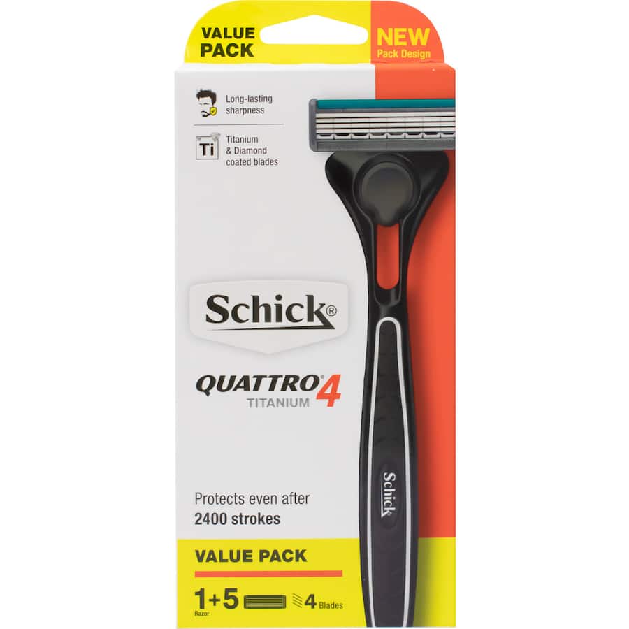 Schick Quattro 4 Titanium Razor 1 Razor + 5 Blades