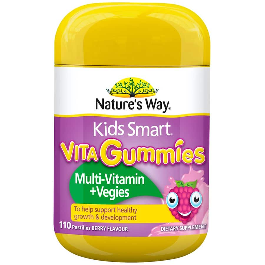 Natures Way Kids Smart Multi-vitamins + Vegies Berry Flavour Pastilles 110pack