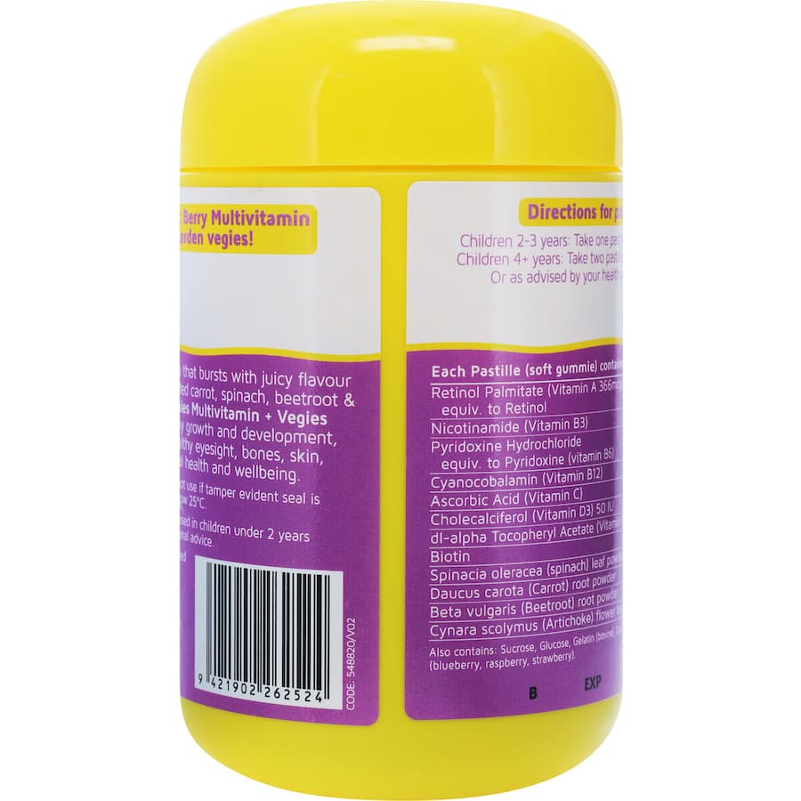 Natures Way Kids Smart Multi-vitamins + Vegies Berry Flavour Pastilles 110pack