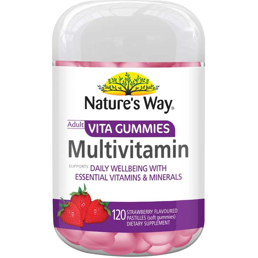 Natures Way Adults Vita Gummies Multivitamin Strawberry Flavour Pastilles 120pack