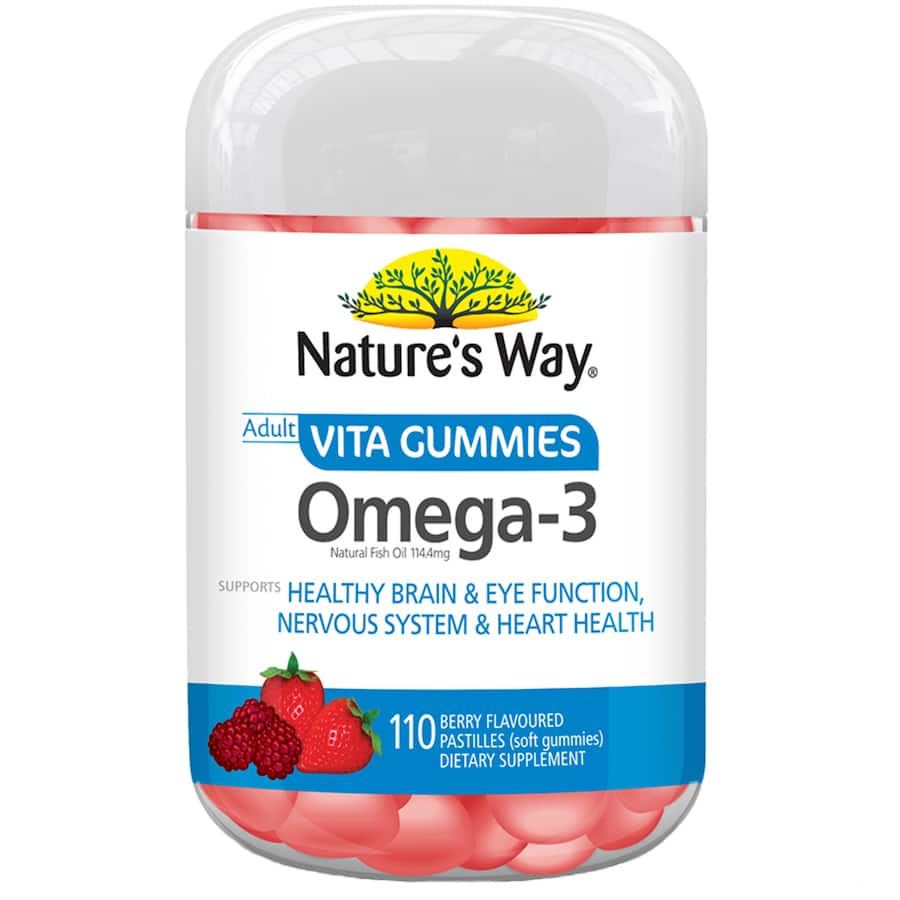 Natures Way Adults Vita Gummies Omega 3 Berry Flavour Pastilles 110pack