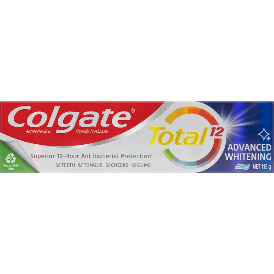 Colgate Total Antibacterial Toothpaste Whitening Tube 115g