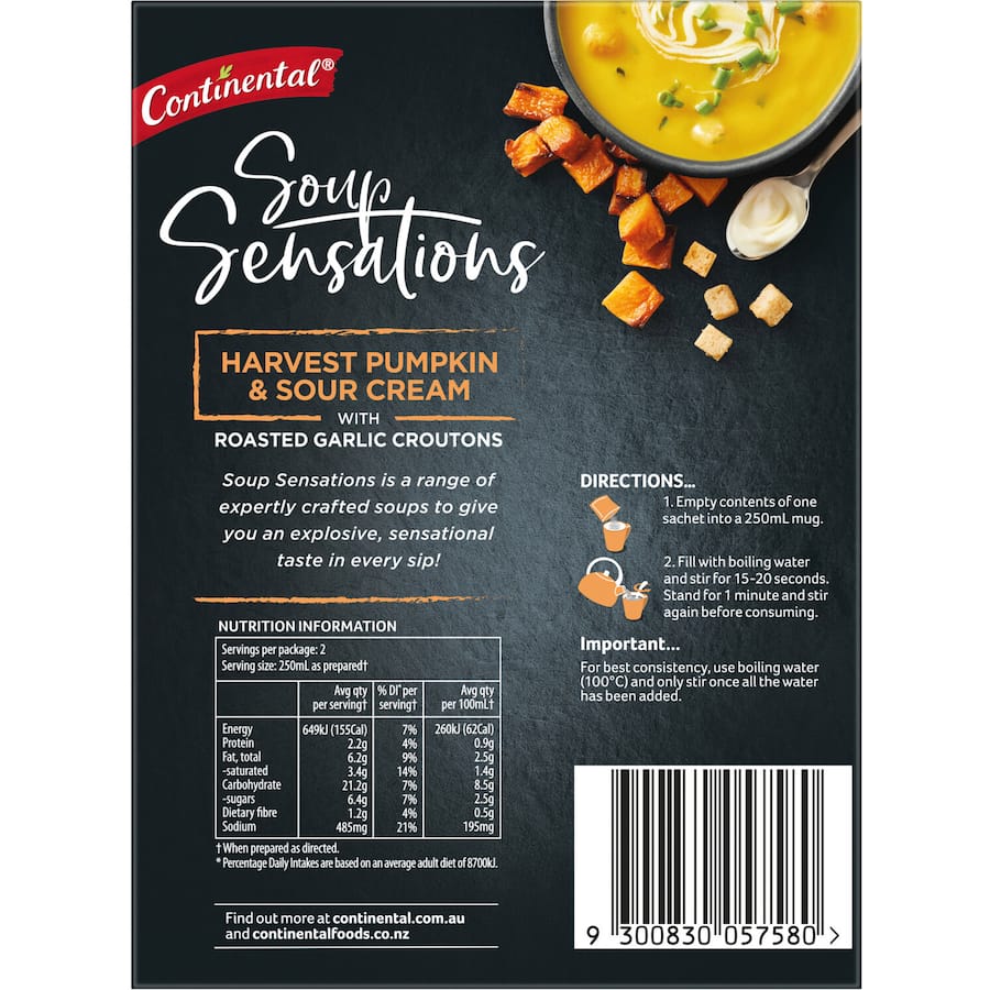 Continental Sensations Instant Soup Pumpkin & Sour Cream 70g 2pack