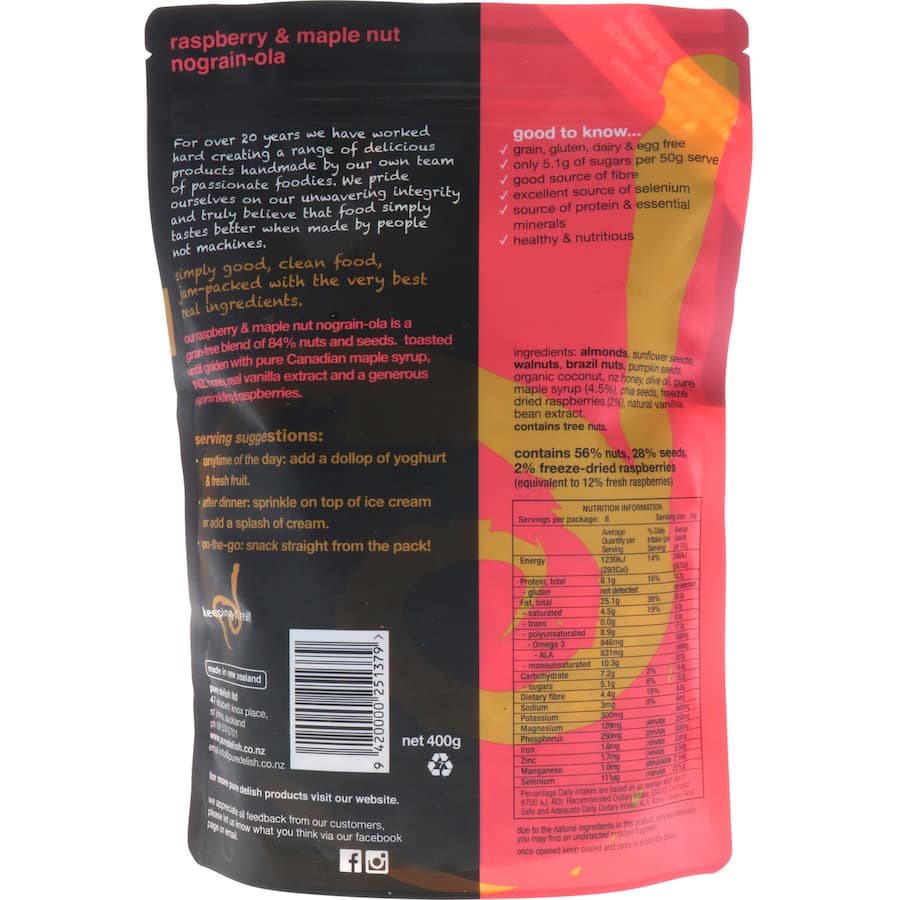 Pure Delish Muesli Raspberry & Maple Nograin-ola 400g
