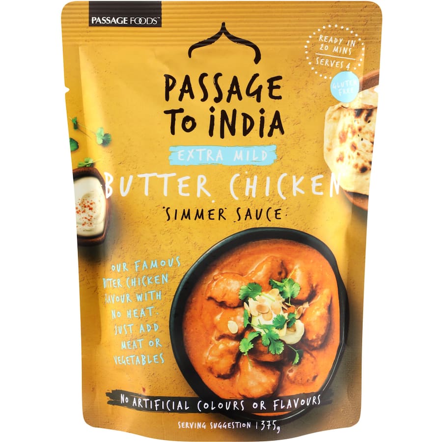 Passage To India Simmer Sauce Extra Mild Butter Chicken Pouch 375g