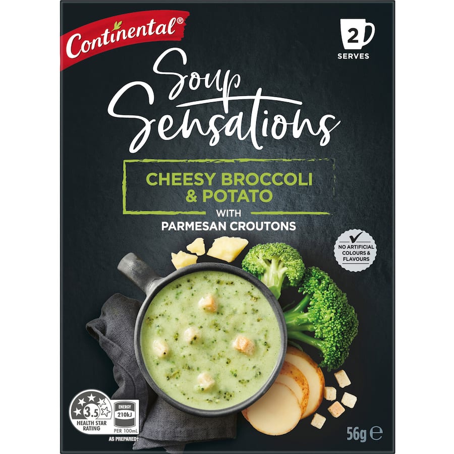 Continental Sensations Instant Soup Cheesy Broccoli & Potato 56g 2pack