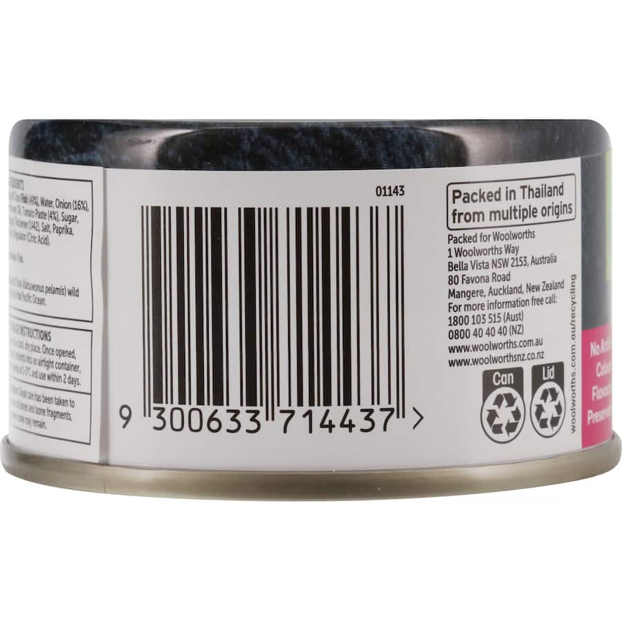 Woolworths Tuna Tomato & Onion Tear tab can 95g