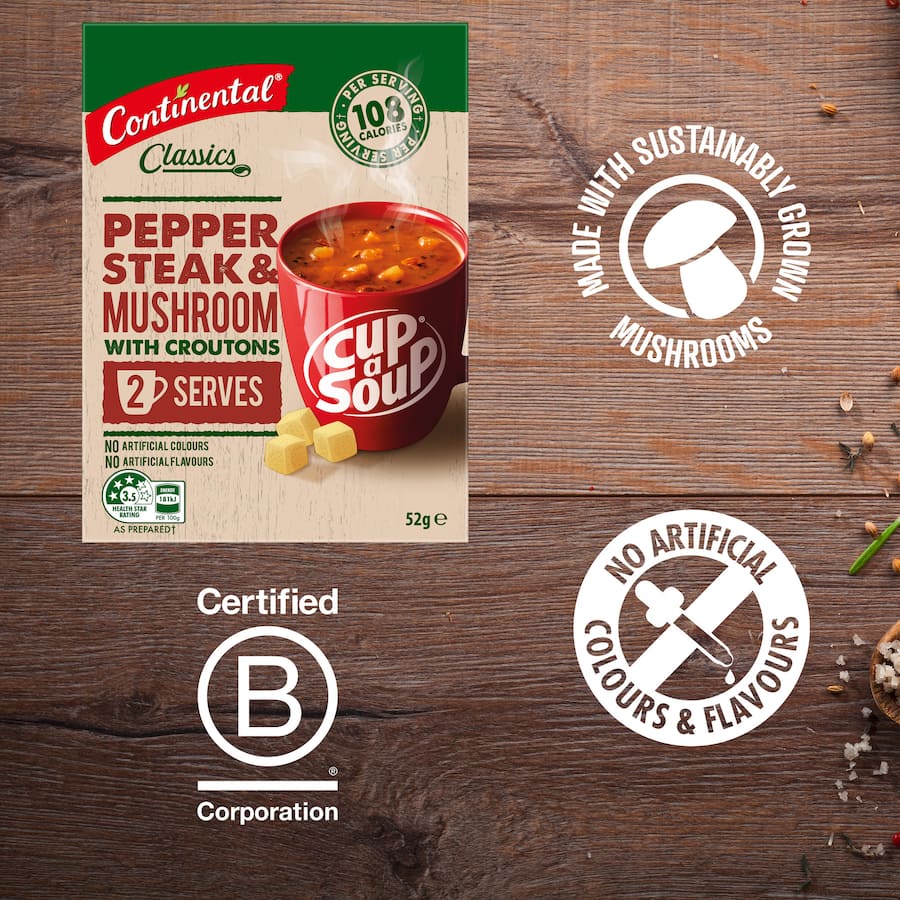 Continental Cup A Soup Instant Soup Pepper Steak & Mushroom 52g 2pack