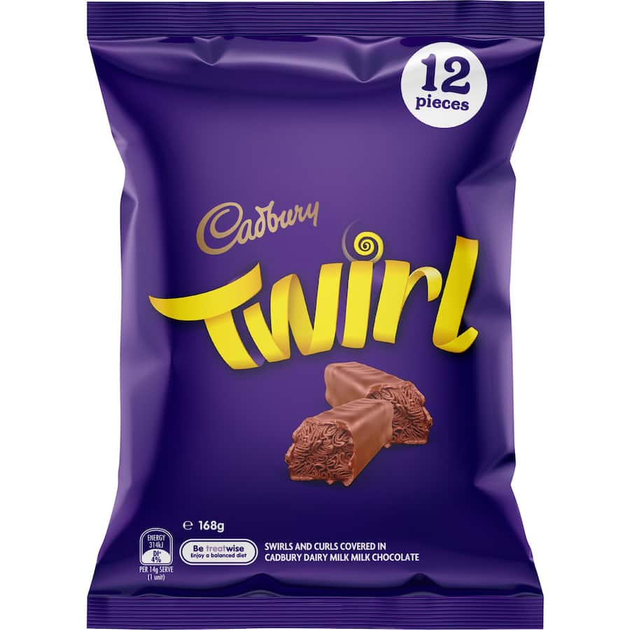 Cadbury Chocolate Sharepack Twirl 168g bag 12pack