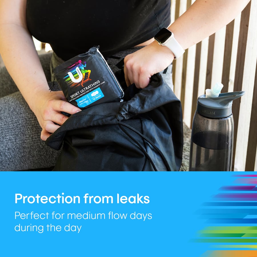 U By Kotex Ultrathins Sport Pads Regular With Wings 12pack