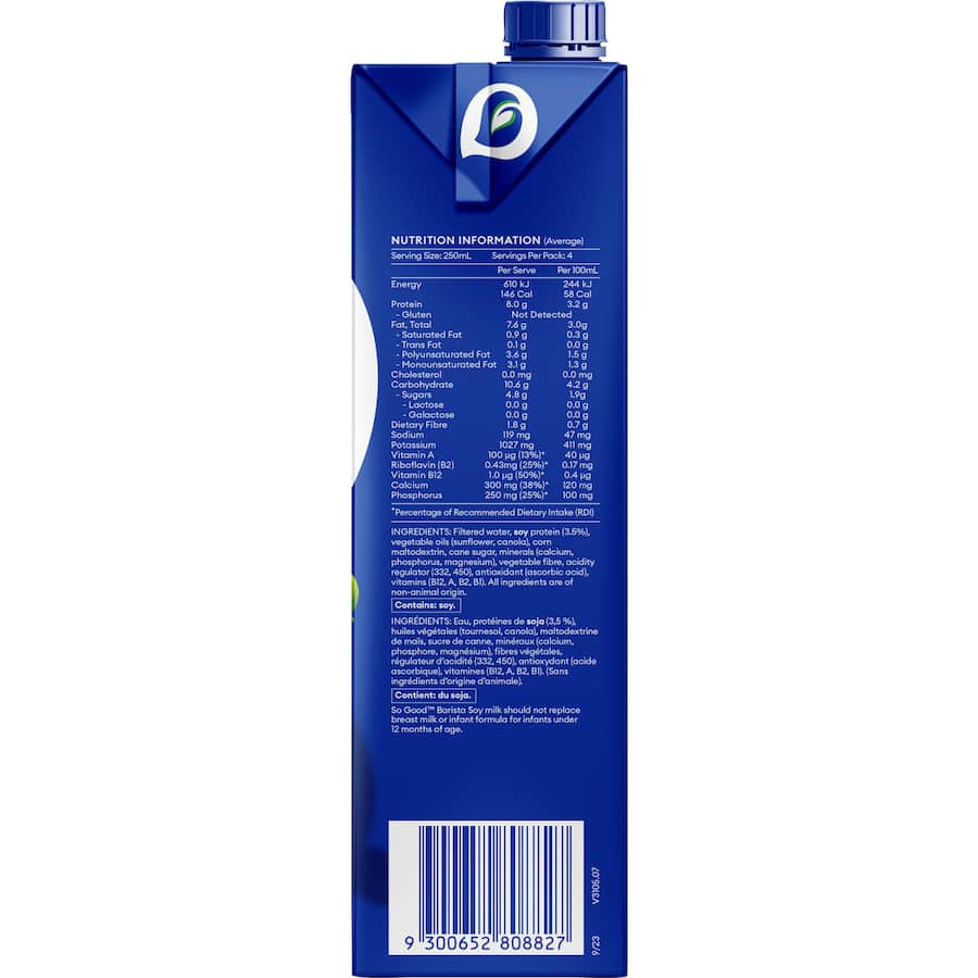 So Good Soy Milk Barista Carton 1L