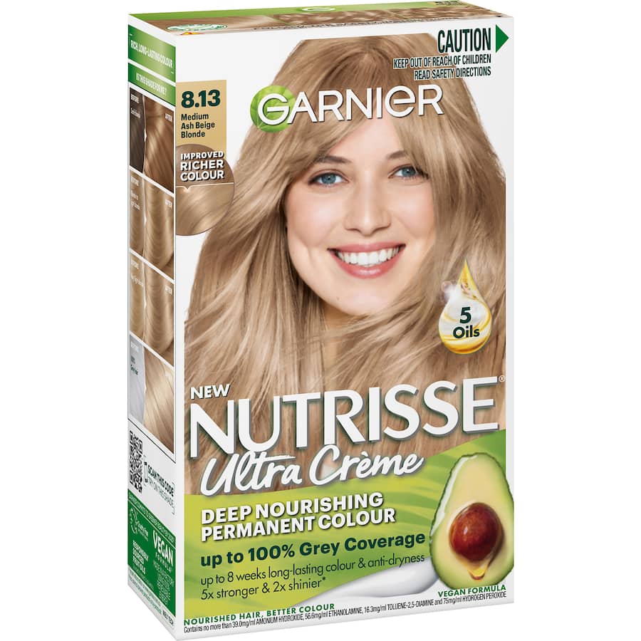 Garnier Nutrisse Hair Colour Medium Ash Blonde 8.13 1pack