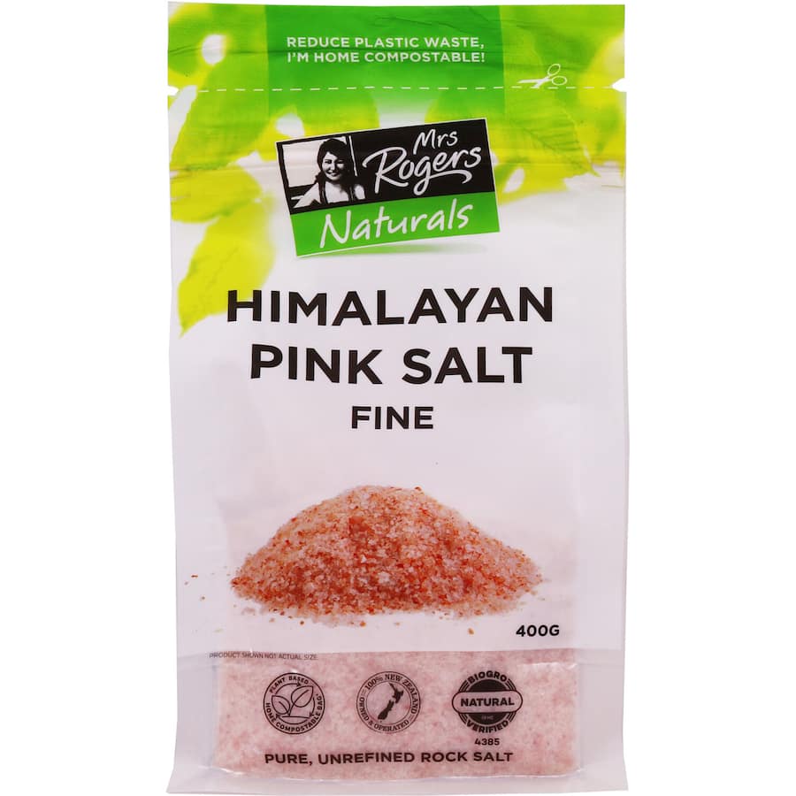 Mrs Rogers Naturals Himalayan Pink Salt Fine Resealable bag 400g