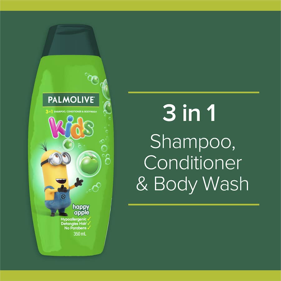 Palmolive Kids 3 In 1 Bodywash Shampoo Conditioner Happy Apple 350mL