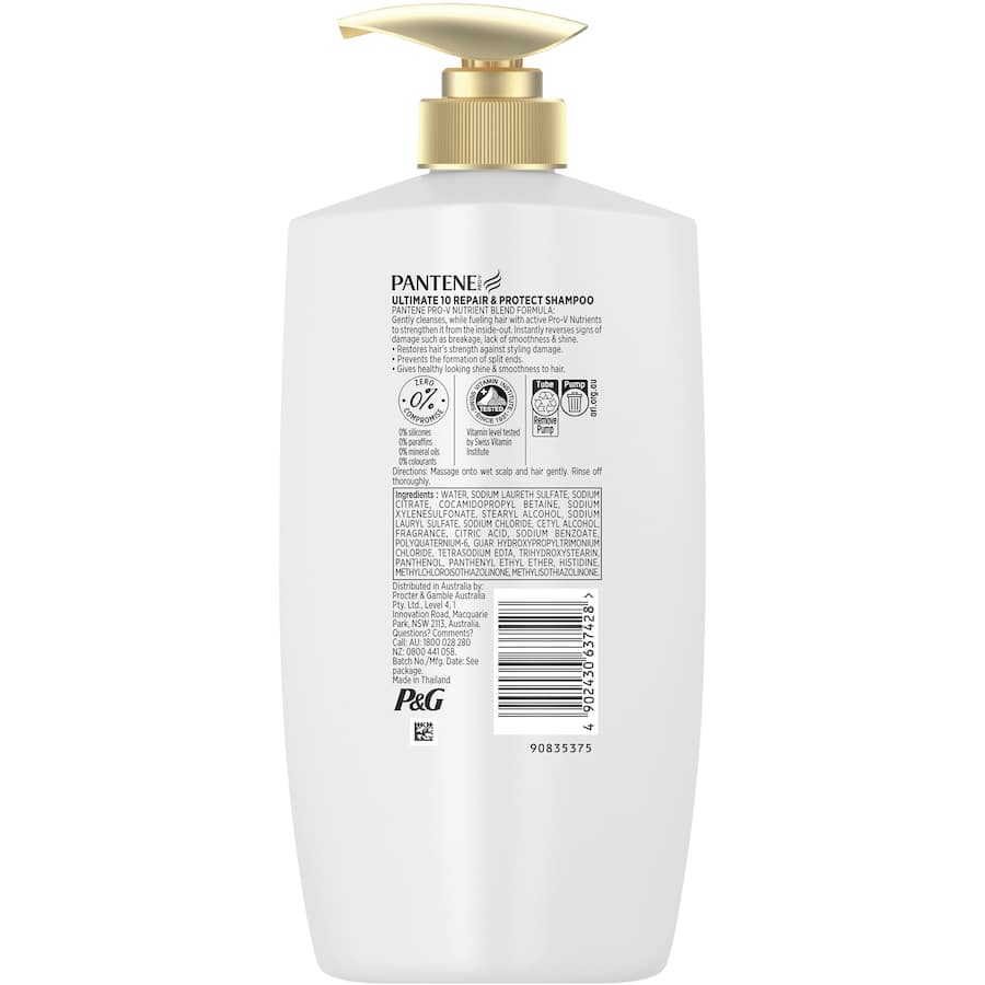 Pantene Pro-v Ultimate 10 Repair & Protect Shampoo For Damaged Hair 900mL