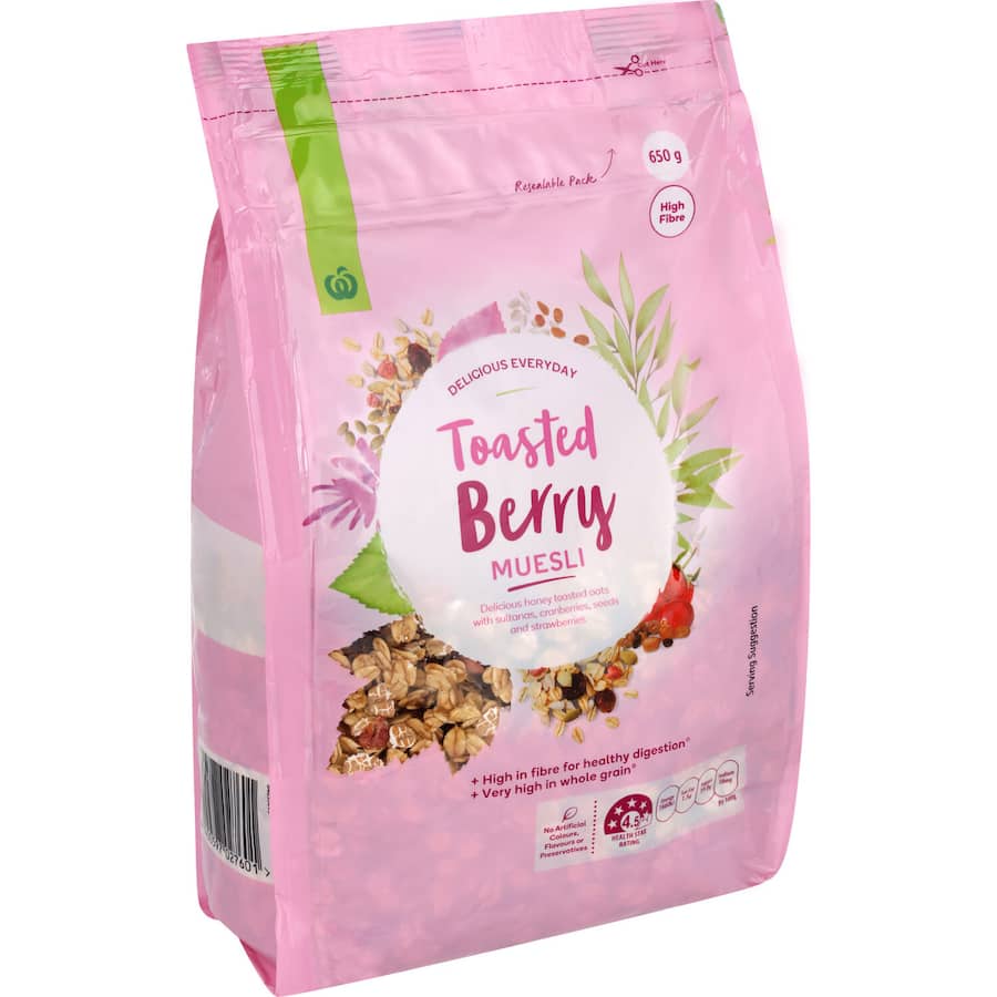 Woolworths Muesli Toasted Berry 650g