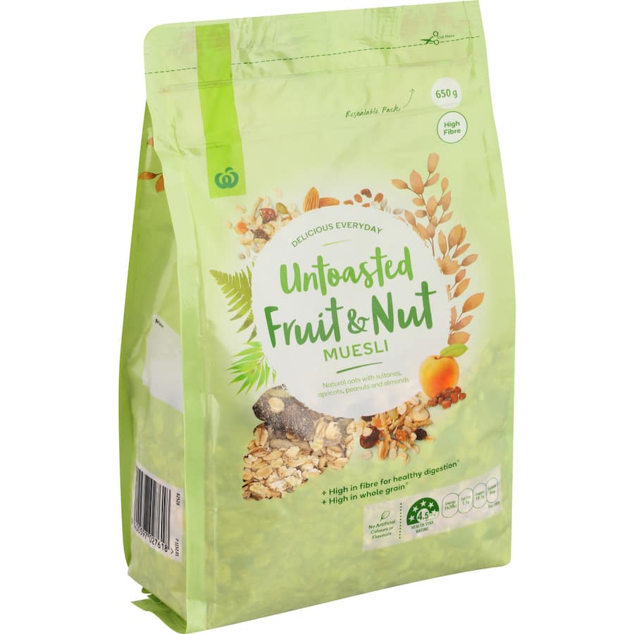 Woolworths Muesli Untoasted Natural Fruit & Nut 650g