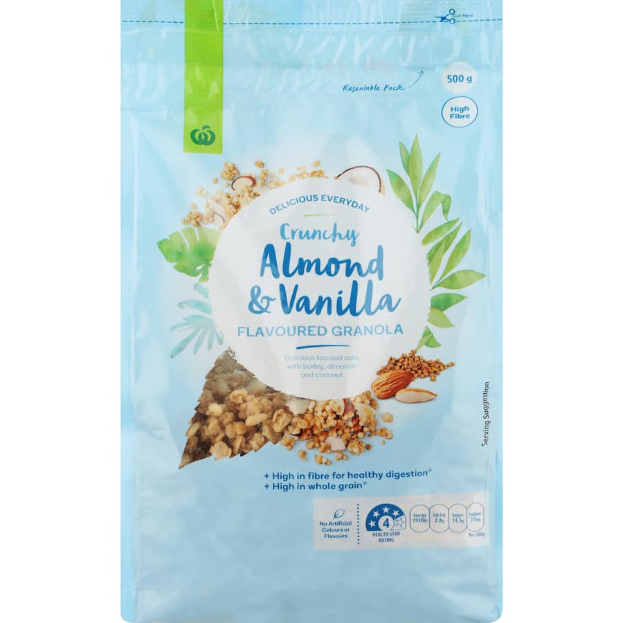Woolworths Granola Vanilla Almond 500g