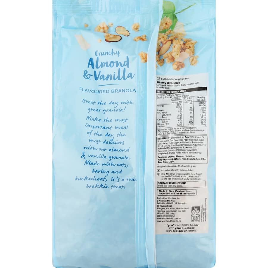 Woolworths Granola Vanilla Almond 500g