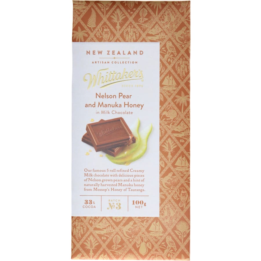 Whittakers Artisan Collection Chocolate Pear & Manuka Honey Block 100g