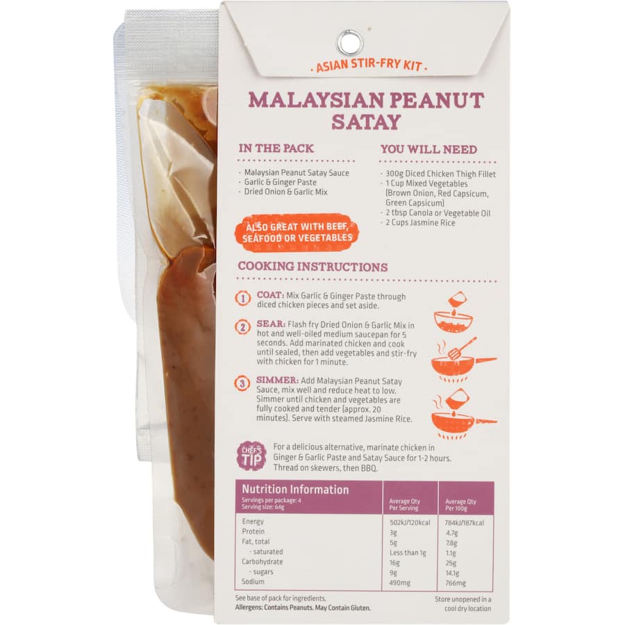 Street Kitchen Meal Kit Malaysian Peanut Satay Packet 255g