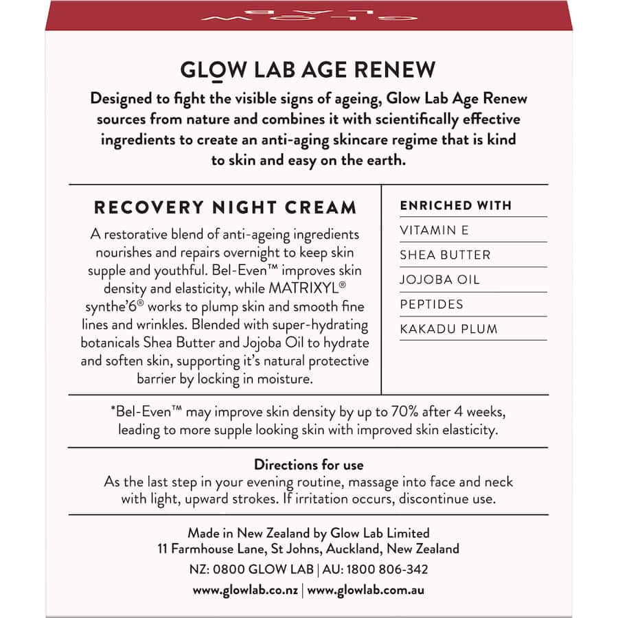 Glow Lab Age Renew Night Cream Recovery Pot 50g