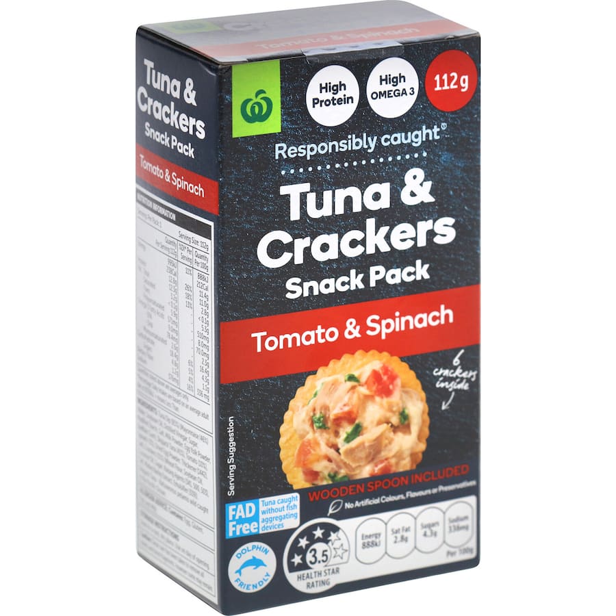 Woolworths Tuna & Crackers Tomato & Spinach Flavour 112g