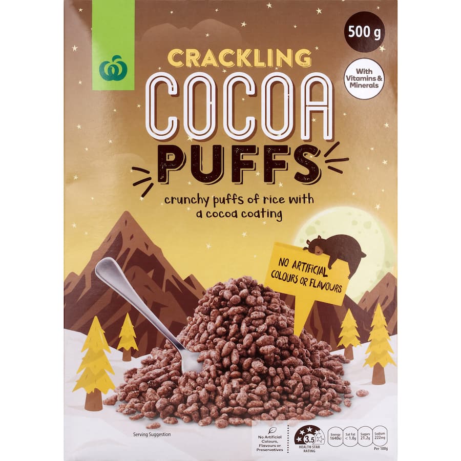 Woolworths Cereal Crackling Cocoa Puffs 500g